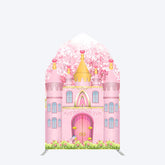 Aperturee - Aperturee Pink Fairy Princess Castle Barn Door Arch Backdrop